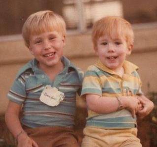 Douglas on his first day of preschool with his younger brother Sean